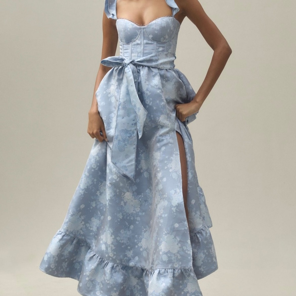 V. Chapman Veronica Corset Ruffle Side-Slit Dress - Size 4